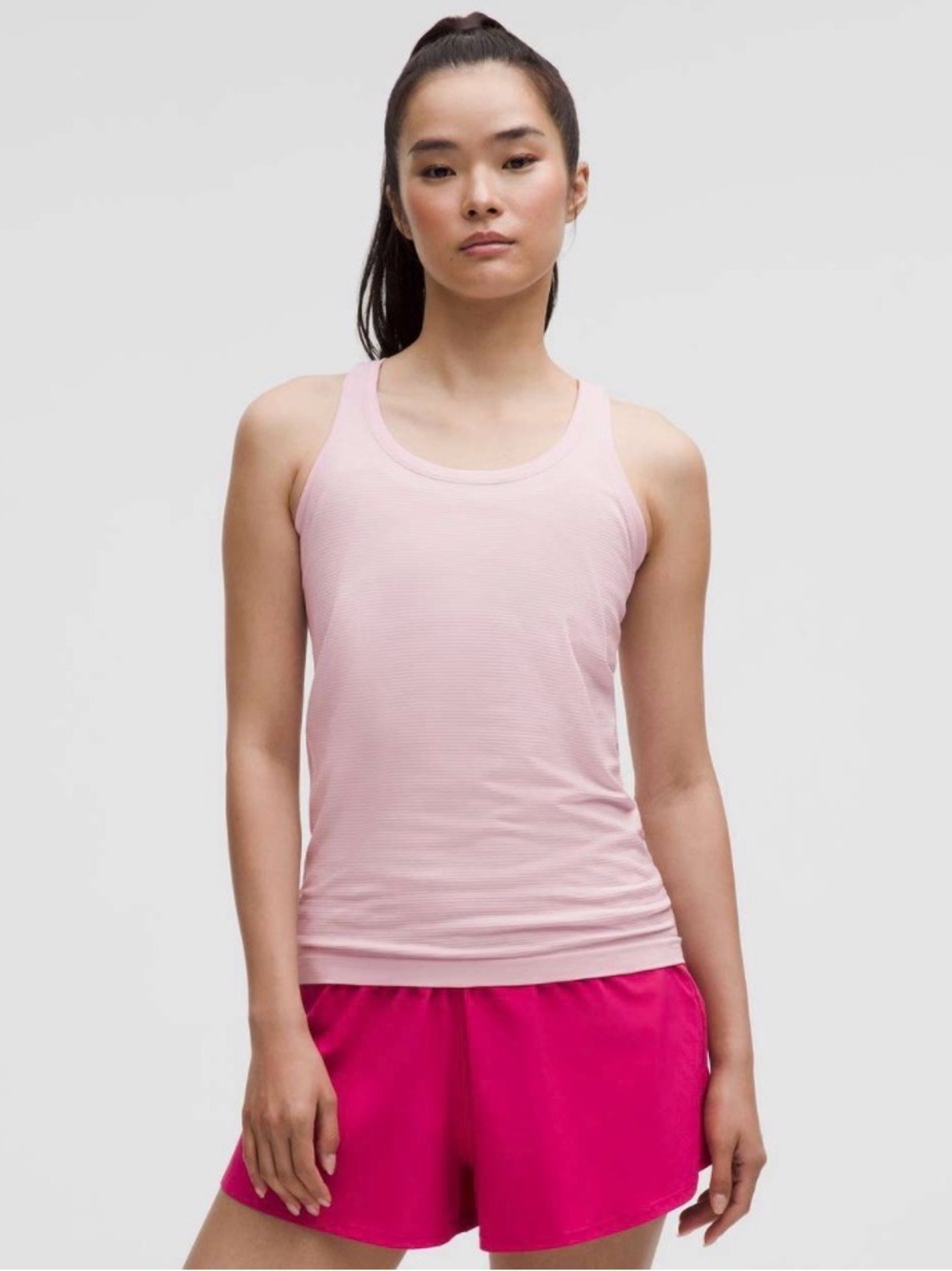 lululemon athletica Pink Organza SET, Swiftly tank and Track That 3”
